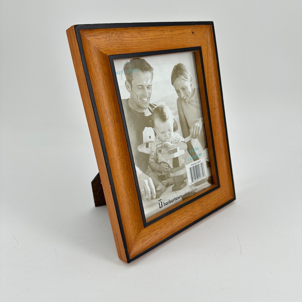 Harbortown Industries 5x7 Wood Picture Frame Honey Brown Black Trim WM4500-0507